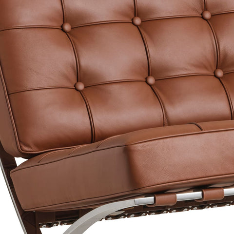 Barcelona 3 Seater Couch Tan Leather Replica - Glicks Furniture
