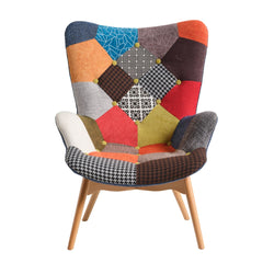 Grant Featherston Contour Lounge Chair Replica - Patchwork Fabric Multi Colour