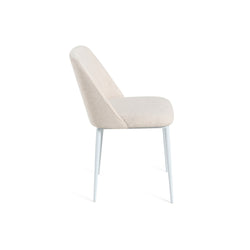 Dalia Dining Chair Fabric White Steel Leg