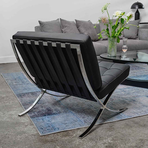 Barcelona Chair Black Leather Replica - Glicks Furniture