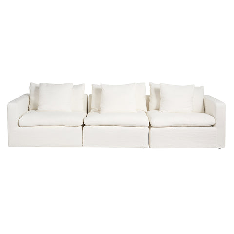 Milan Modular White Fabric Sofa 3 Piece