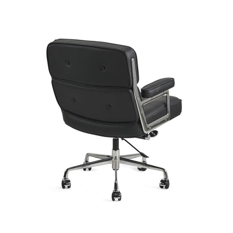 Eames Office Work Chair Black Genuine Leather Replica - Glicks Furniture