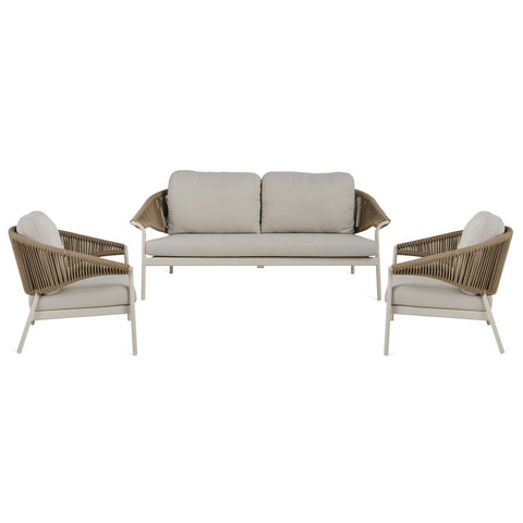 Mykonos Outdoor 3 Piece Lounge Set Ivory White - Glicks Furniture