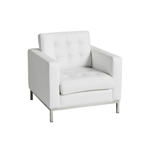 Florence Knoll White Leather Lounge Chair Replica - Glicks Furniture