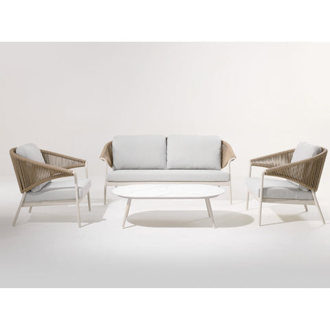 Mykonos Outdoor 4 Piece Lounge Set Ivory White - Glicks Furniture