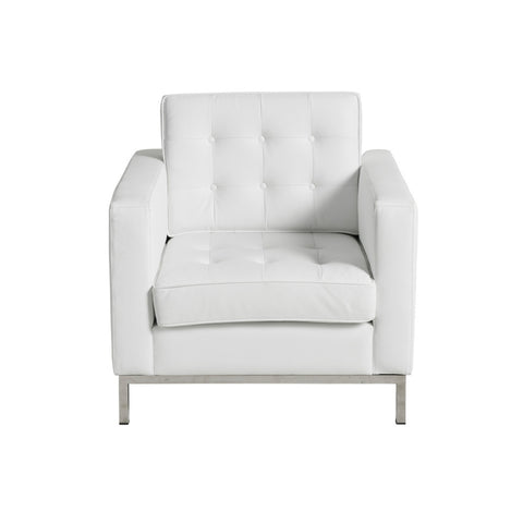 Florence Knoll White Leather Lounge Chair Replica - Glicks Furniture