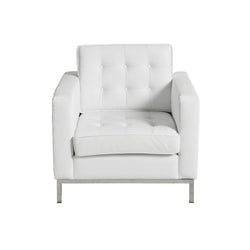 Florence Knoll White Leather Lounge Chair Replica