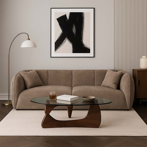 Isamu Noguchi Replica Glass Top Coffee Table Walnut