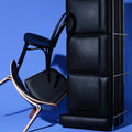 Hans Wegner Ch07 Shell Chair Black Leather Walnut Wood Replica - Glicks Furniture