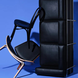Hans Wegner Ch07 Shell Chair Black Leather Walnut Wood Replica