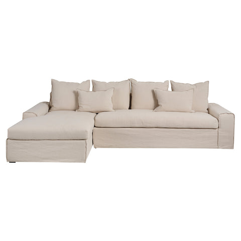 Tuscany Chaise Ivory Fabric Sofa