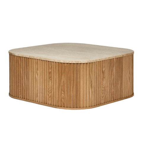 Travertine Oak Coffee Table Square 90cm - Glicks Furniture