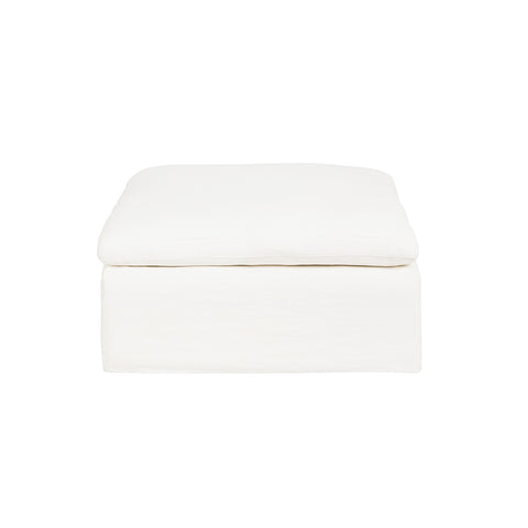 Milan White Fabric Ottoman - Glicks Furniture