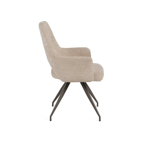 Isabella Swivel Fabric Dining Chair Beige