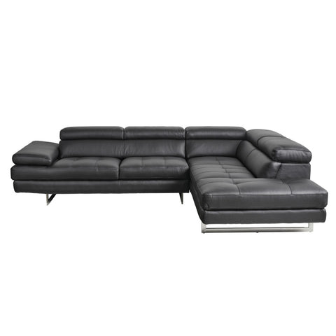 Daytona Black Leather Chaise Lounge