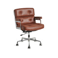 Eames Office Work Chair Brown Genuine Leather Replica - Glicks Furniture