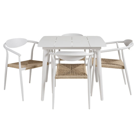 Sicily Outdoor 5pc Square Dining Set – White