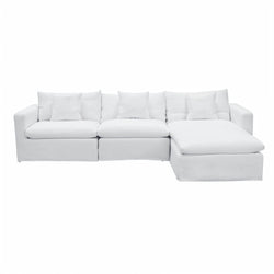 Milan Modular White Fabric Sofa 4-Piece