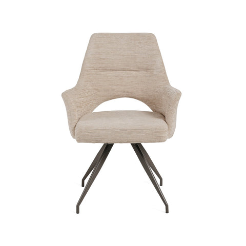 Isabella Swivel Fabric Dining Chair Beige