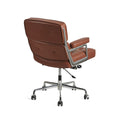 Eames Office Work Chair Brown Genuine Leather Replica - Glicks Furniture