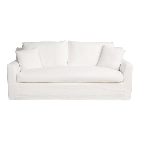 Naples 3 Seater White Fabric Sofa