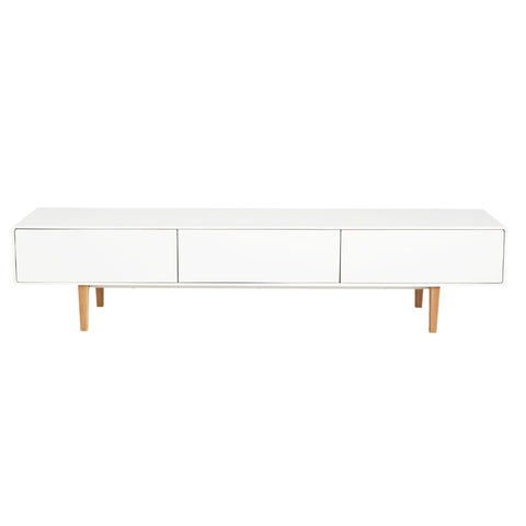 Aria Entertainment Unit 180cm White and Natural Feet