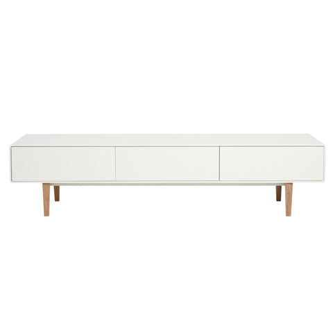Aria Entertainment Unit 180cm White and Natural Feet