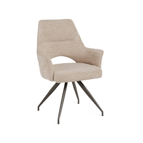 Isabella Swivel Fabric Dining Chair Beige