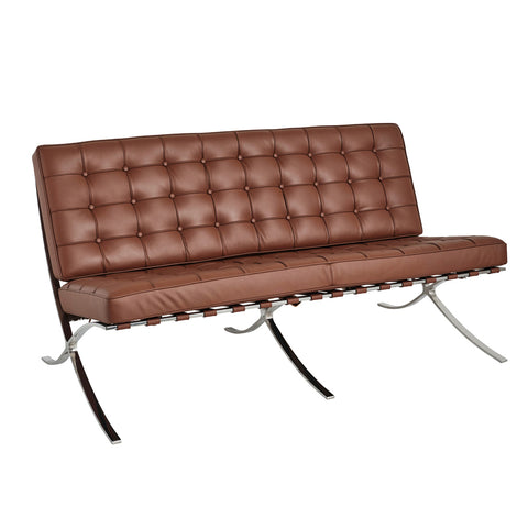 Barcelona 2 Seater Couch Tan Leather Replica