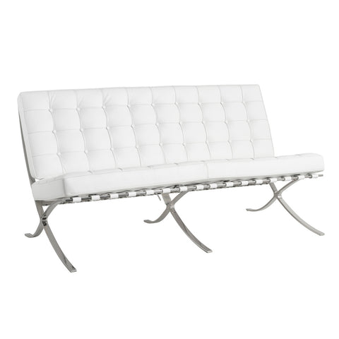 Barcelona 2 Seater Couch White Leather Replica