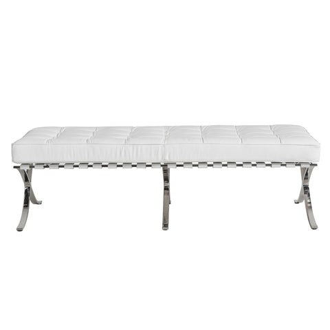 Barcelona 2 Seater Ottoman White Leather Replica