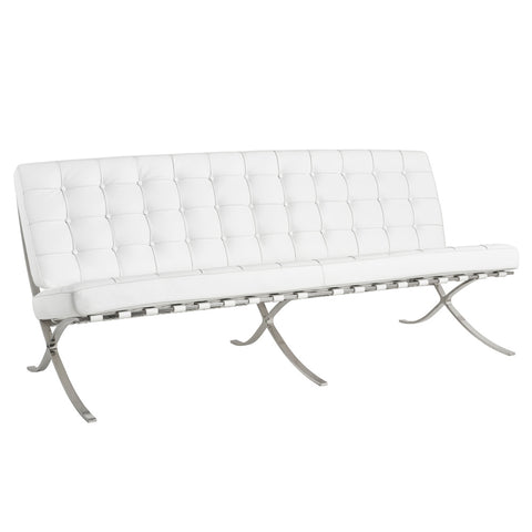 Barcelona 3 Seater Couch White Leather Replica