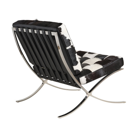 Barcelona Leather Chair Replica - Black and White Cowhide - Glicks Furniture