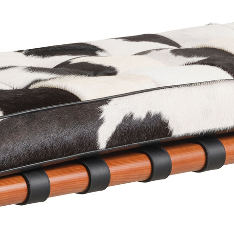 Barcelona Cowhide Leather Half Bench Replica – Black & White - Glicks Furniture