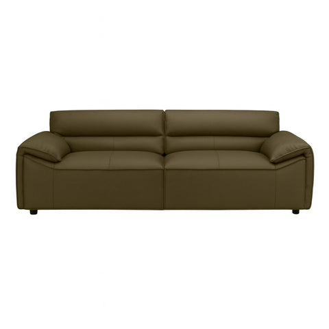 Brunelli 3 Seater Leather Sofa Olive Green