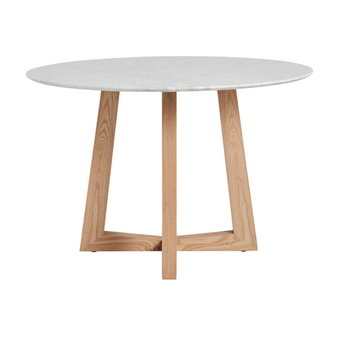 Carlos Marble Dining Table 115cm Natural Ash Wood - Glicks Furniture