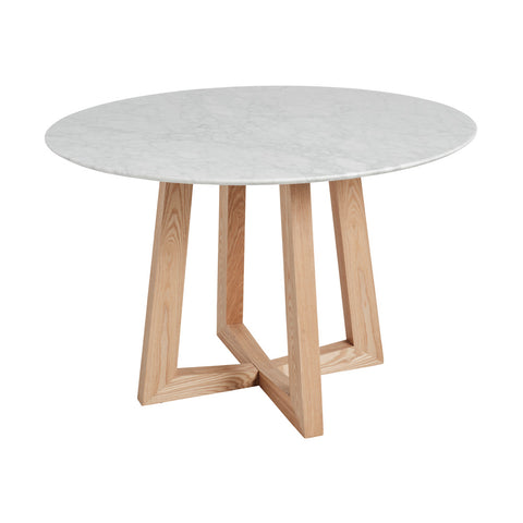 Carlos Marble Dining Table 115cm Natural Ash Wood - Glicks Furniture