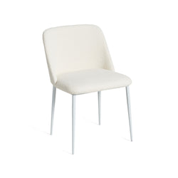 Dalia Dining Chair White Boucle Fabric White Steel Leg