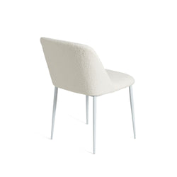 Dalia Dining Chair White Boucle Fabric White Steel Leg