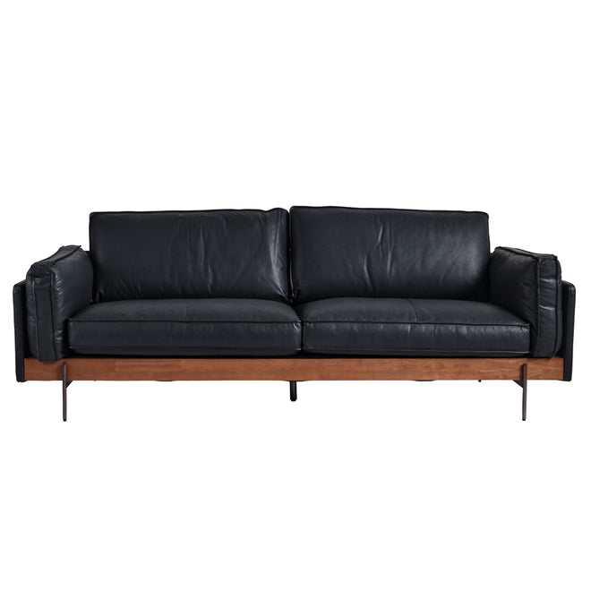 Dante 3 Seater Graphite Black Leather Sofa