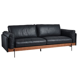 Dante 3 Seater Graphite Black Leather Sofa