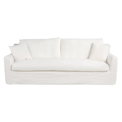 Naples 3.5 Seater White Fabric Sofa