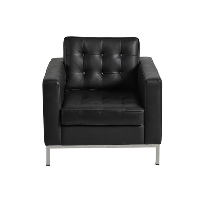 Florence Knoll Black Leather Lounge Chair Replica