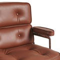 Eames Office Work Chair Brown Genuine Leather Replica - Glicks Furniture