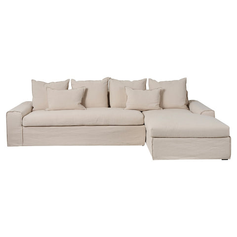 Tuscany Chaise Ivory Fabric Sofa - Glicks Furniture