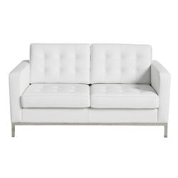 Florence Knoll Leather 2 Seater White Lounge Replica