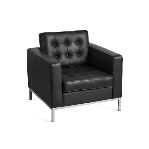 Florence Knoll Black Leather Lounge Chair Replica - Glicks Furniture