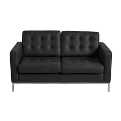 Florence Knoll Leather 2 Seater Sofa Replica Black