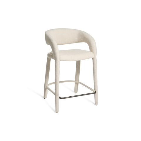 Hugo Barstool White Boucle