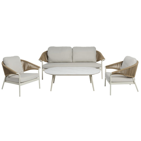 Mykonos Outdoor 4 Piece Lounge Set Ivory
